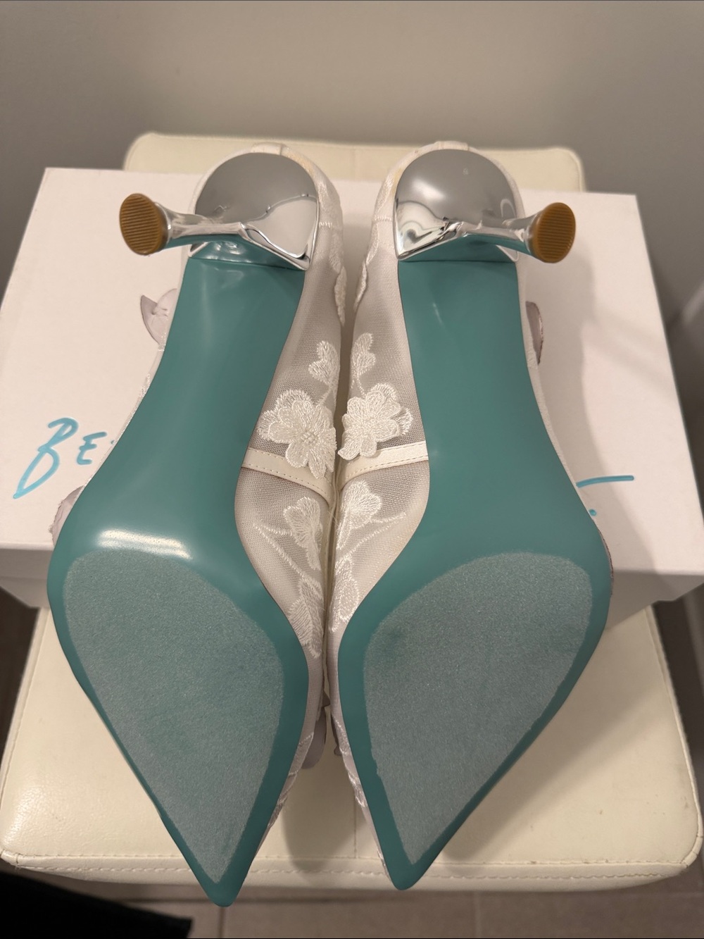 Betsey Johnson Ivory Floral Appliqué Pointed-Toe Heels - Picture 4 of 4